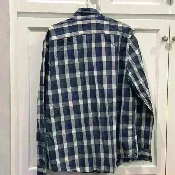 American Eagle Button Down Front XL Shirt long Sleeve Blue Plaid Vintage Fit - Picture 2 of 3
